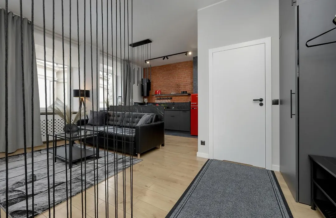 Exclusive Grey And Red Apartment In Warsaw Center By Noclegi Renters-1